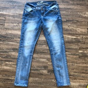 Wallflower long faded cropped skinny leg jeans